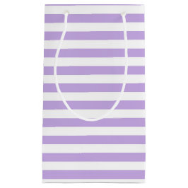 Sacola Para Presentes Pequena Lavandas e faixas brancas