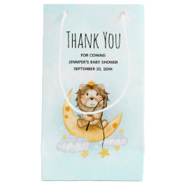 Sacola Para Presentes Pequena Leão Fofo Pescado na Lua Obrigado