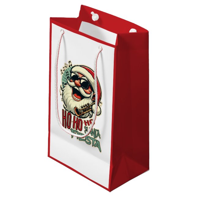 Sacola Para Presentes Pequena Legal Natal engraçado com óculos de sol - Ho-ho-ho (Frente inclinada)
