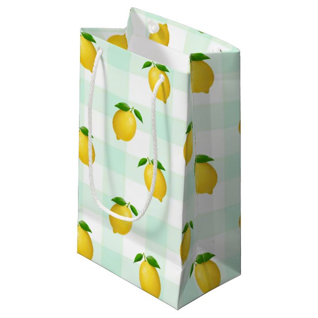 Sacola Para Presentes Pequena Lemon Citrus Summer Birthday (Frente inclinada)