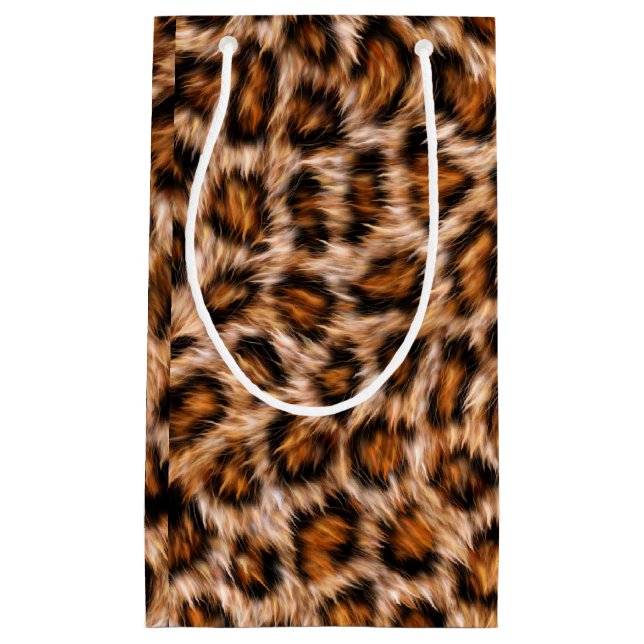 Sacola Para Presentes Pequena Leopard Jaguar Cat Brown fur Pattern-24609 (Frente)