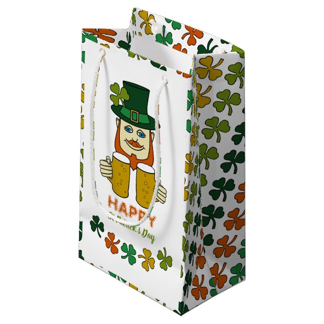 Sacola Para Presentes Pequena Leprechaun Irlandês, Dia de São Patrício (Frente inclinada)