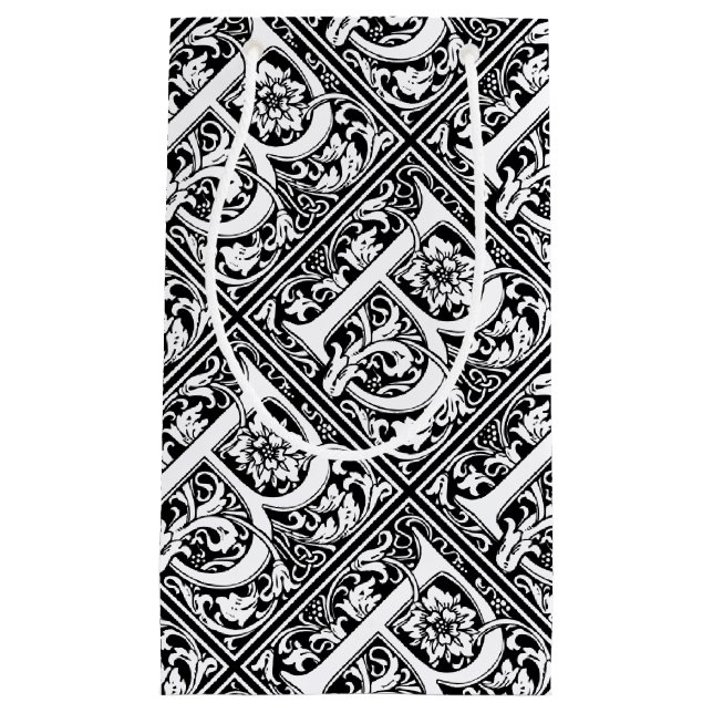 Sacola Para Presentes Pequena Letra B Monograma Medieval Art Nouveau (Frente)