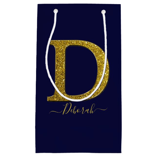 Sacola Para Presentes Pequena Letra D Glitter (Frente)