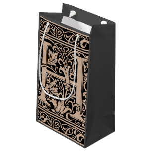 Sacola Para Presentes Pequena Letra H Monograma Medieval Art Nouveau