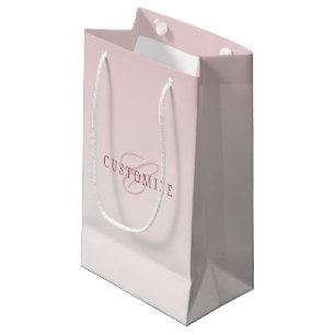 Sacola Para Presentes Pequena Letras Elegantes & Monograma Rose Ombre