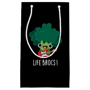 Sacola Para Presentes Pequena Life Brocs Funny Veggie Broccoli Pun Dark BG