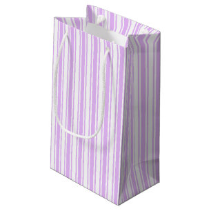 Sacola Para Presentes Pequena Lilac, púrpura e tiras doces brancas