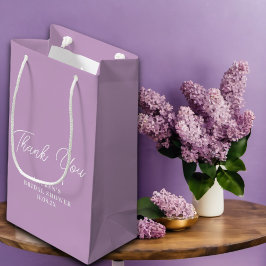 Sacola Para Presentes Pequena Lilás Roxo Minimalista Agradecimento Chá de Noiva