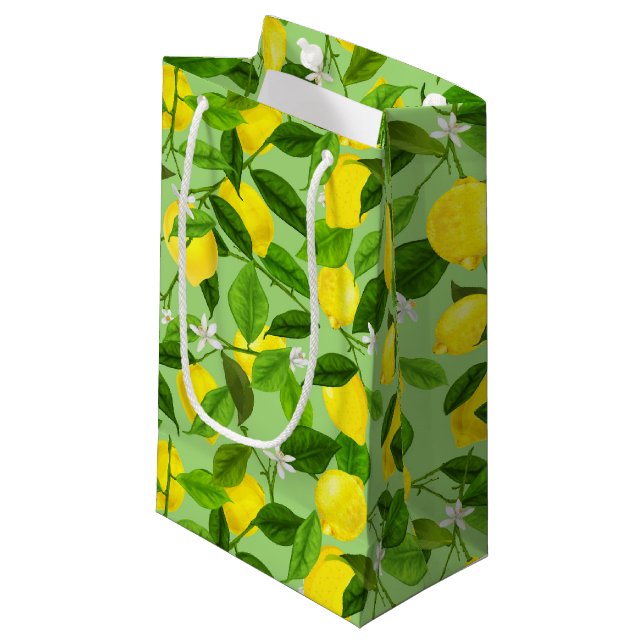 Sacola Para Presentes Pequena Limão de Aquarela 3 (Frente inclinada)