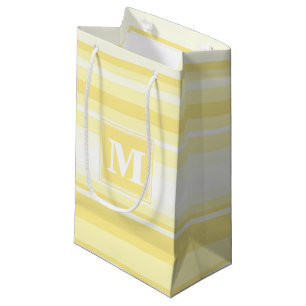 Sacola Para Presentes Pequena Limão do monograma - listras amarelas
