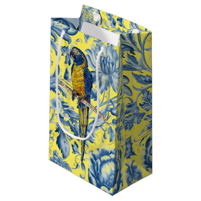 Sacola Para Presentes Pequena Linda Mão Pintada Pintada Pintada Com Macaw Ameaça (Frente inclinada)