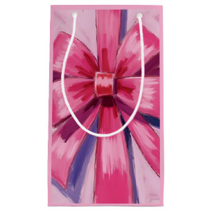 Sacola Para Presentes Pequena Lindo Laço de Fita Rosa em Aquarela