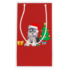 Sacola Para Presentes Pequena Lindo perrito de Navidad