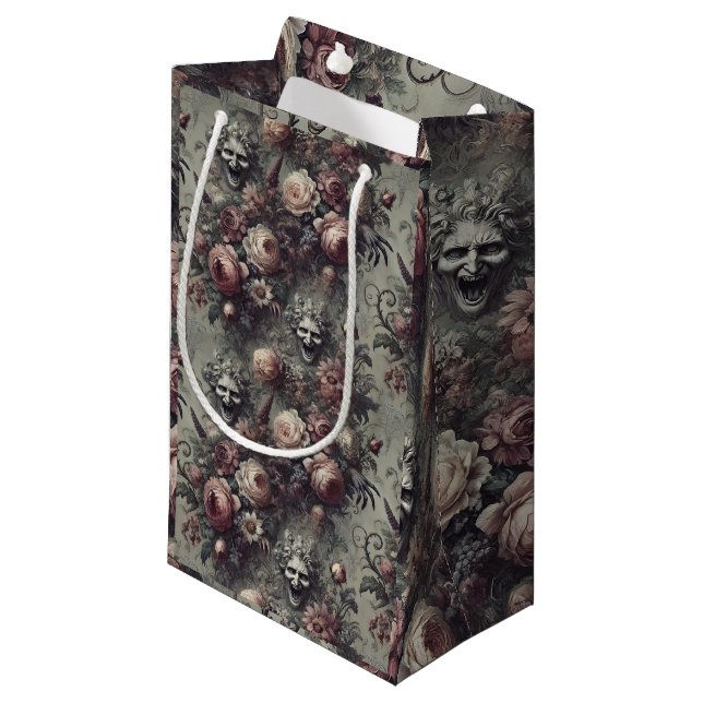Sacola Para Presentes Pequena Linhas de Ria - Floral Gótico (Frente inclinada)