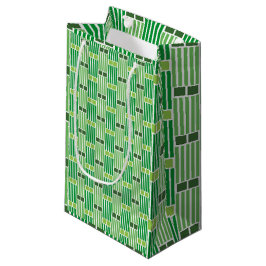 Sacola Para Presentes Pequena Linhas verdes e caixas