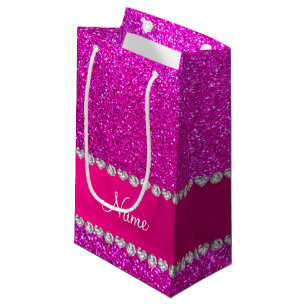 Sacola Para Presentes Pequena Listra cor-de-rosa de néon conhecida feita sob