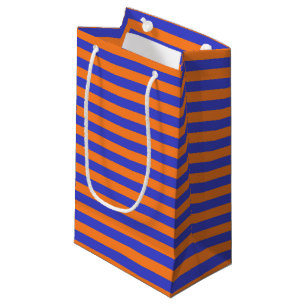 Sacola Para Presentes Pequena Listras azuis e alaranjadas