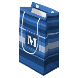 Sacola Para Presentes Pequena Listras azuis monograma