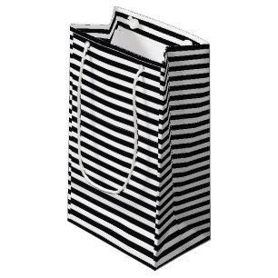 Sacola Para Presentes Pequena listras brancas e pretas
