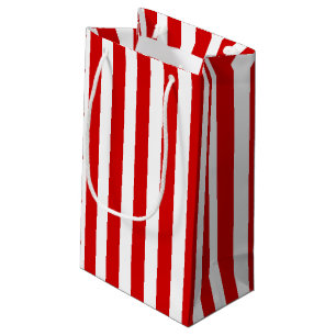 Sacola Para Presentes Pequena Listras de doces, vermelhas e brancas