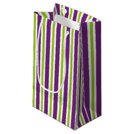 SACOLA PARA PRESENTES PEQUENA LISTRAS DE HALLOWEEN ROXO VERDE BRANCO