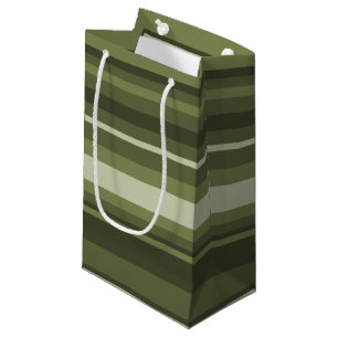 Sacola Para Presentes Pequena listras de verde-oliva