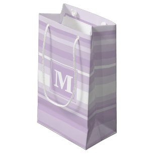 Sacola Para Presentes Pequena Listras do roxo do cardo do monograma
