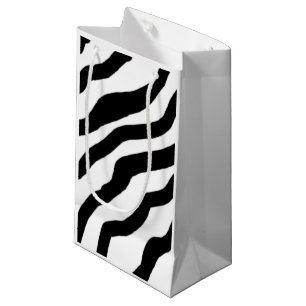 Sacola Para Presentes Pequena Listras preto e branco da zebra