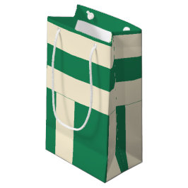 Sacola Para Presentes Pequena Listras Verde Escuro e Branco Desbotado