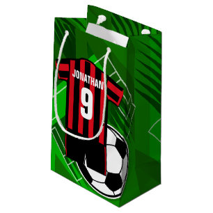Sacola Para Presentes Pequena Listras vermelhas e pretas do jérsei de futebol