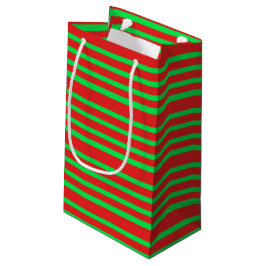 Sacola Para Presentes Pequena Listras Vermelhas e Verdes