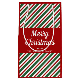Sacola Para Presentes Pequena Listras Vermelhas Elegantes Feliz Natal