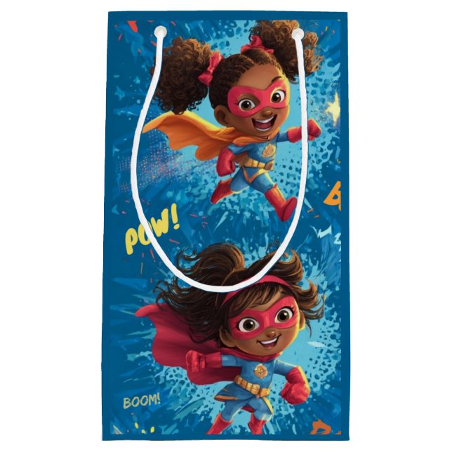 Sacola Para Presentes Pequena Little Superheroes Party (Frente)