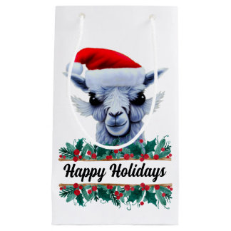 Sacola Para Presentes Pequena Llama com Papai Noel