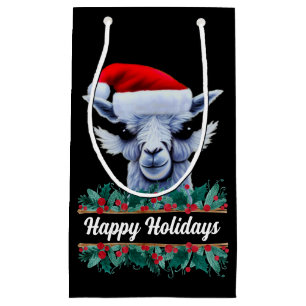 Sacola Para Presentes Pequena Llama Com Santa Hat Pequeno Saco