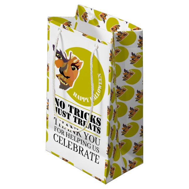 Sacola Para Presentes Pequena Lobo da Lua, Festa de Halloween (Frente inclinada)