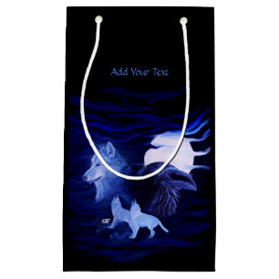 Sacola Para Presentes Pequena Lobos e Raven com lua de cheio