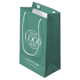 Sacola Para Presentes Pequena Logotipo comercial simples da Elegante Teal Green 