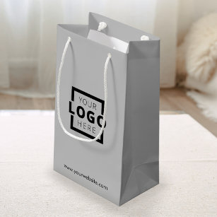 Sacola Para Presentes Pequena Logotipo corporativo personalizado Cinza de Promoc