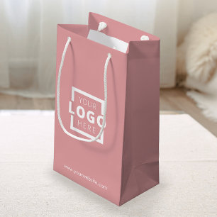 Sacola Para Presentes Pequena Logotipo da empresa personalizado cor-de-rosa Prom