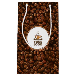 Sacola Para Presentes Pequena Logotipo da Marca da Loja de Padrão de Grãos de Ca