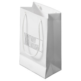 Sacola Para Presentes Pequena Logotipo de iniciais e nome cinza moderno