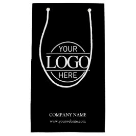 Sacola Para Presentes Pequena Logotipo Mínimo de Empresa Negra