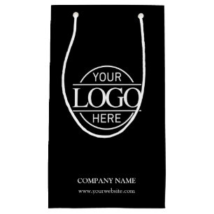Sacola Para Presentes Pequena Logotipo Mínimo de Empresa Negra