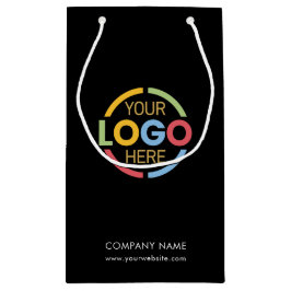 Sacola Para Presentes Pequena Logotipo Mínimo de Empresa Negra