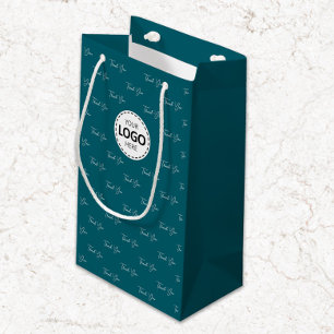 Sacola Para Presentes Pequena Logotipo Personalizado Agradecimento Padrão Azul T