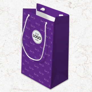 Sacola Para Presentes Pequena Logotipo Personalizado Agradecimento Padrão Roxo