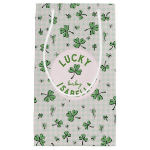 Sacola Para Presentes Pequena Lucky Baby Pink e Ruas Verdes