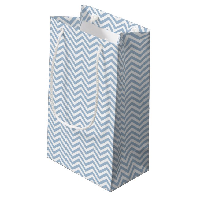 Sacola Para Presentes Pequena Luz - Grunge azul Chevron Textured (Verso inclinado)